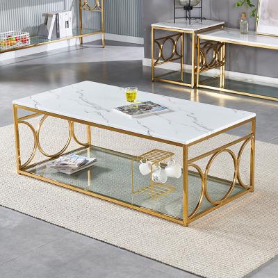 China Wholesale modern center top coffee table direct sale marble table living room stainless steel factory square coffee tables for sale