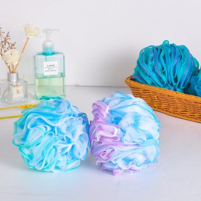 China All Natural High Quality 75g PE Material Comfortable Clean Bath Shower Loofah Sponge Flower Ball for sale