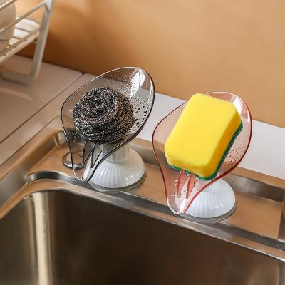 China Modern Home Multifunctional Suction Cup Leak Proof Rotary Leaf Shape Drain Soap Box for sale