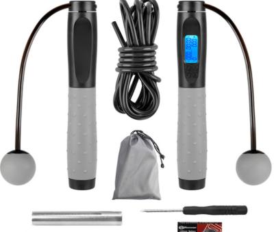 China YLY Black Color Body Building Aerobic Training Smart Digital Jump Rope Adjustable PVC for sale