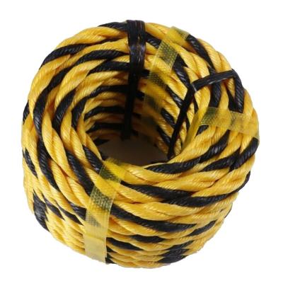 China 0-1000m Length PE Tiger Rope with High Strength in Yellow and Black 3 Strand Twisted for sale