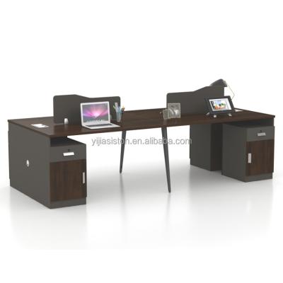 China New Design Modern Luxury Wooden Executive Desk Table 4 Screen Staff With Drawer Storage Employee Workstation for sale