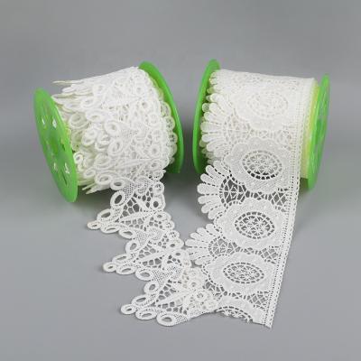 China Viable Milk Silk White Polyester Fiber Embroidery Crochet Lace Nylon Material Trim For Clothing for sale