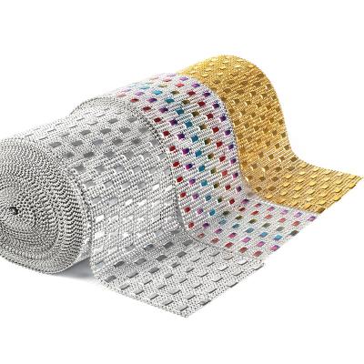 China Flatback gold and silver 24 bendable plastic rows 10 yards/roll to mesh trmming rolls to wedding decor for sale