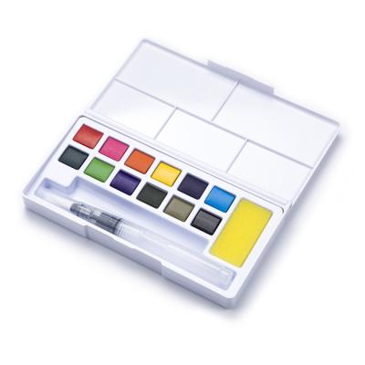 China DIY DRWING 12 Colors Easy to Wear Neon Cake Half Pan Artist Watercolor Paint Set in Plastic Palette for sale