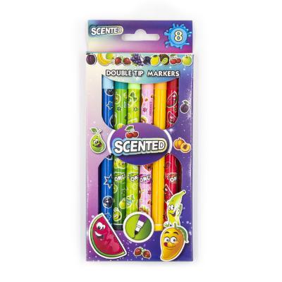 China Promotional School Supplies 8 Fruit Scented Highlighter Pen Set Markers Double Tip Scented Highlighter Bar for sale