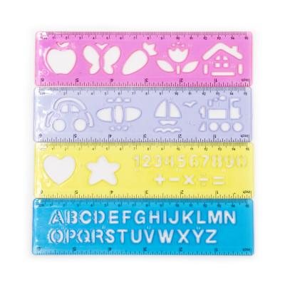 China For Kids Factory Supply 4 Pcs Customized Plastic Drawing Stencil Art Set For Kids Plastic Template Ruler For Journals for sale