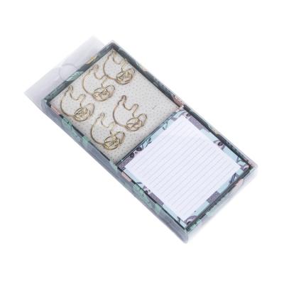 China Gift Elephant Design Gold Paper Clip and Note Book Set Office or Desk Set for sale