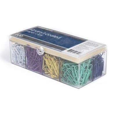 China Office Or Gift Multi Colors 800 Pcs 28 Mm Vinyl Coated Office Paper Clips Set for sale