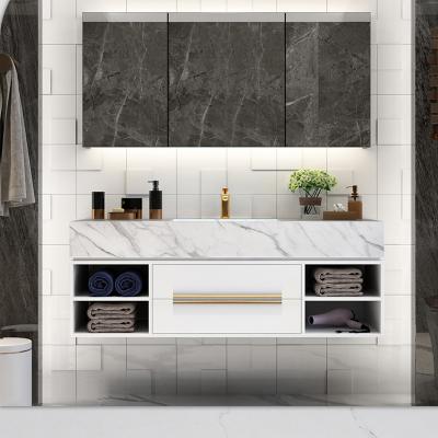 China Durable Custom Luxury Modern Hotel Vanity Single Bathroom Cabinet for sale