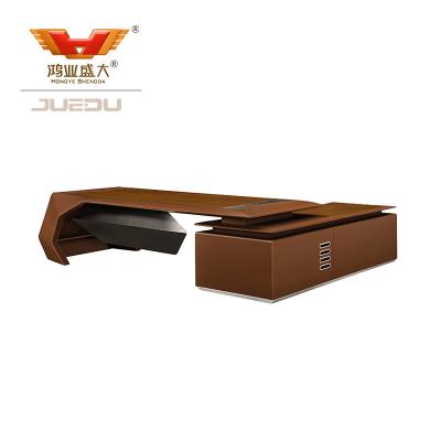 China Customize Boss Ceo Office Executive Luxury Leather Wooden Modern Desk for sale