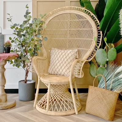 China Handwoven Southeast Asian Chair Customized Peacock Rattan Wicker Chair Style Durable Wedding Wicker Chair Fully Customized for sale