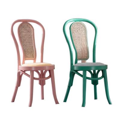 China Factory Outlet Comfortable And Breathable Natural French Rattan Dining Chairs Woven Rattan Bistros Restaurant Chair for sale