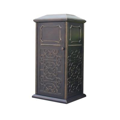 China Overall Outdoor Stocked Cast Aluminum Trash Can For Park Mount Trash Can Outside In Rural Street Garden Yard Private Trash Can for sale