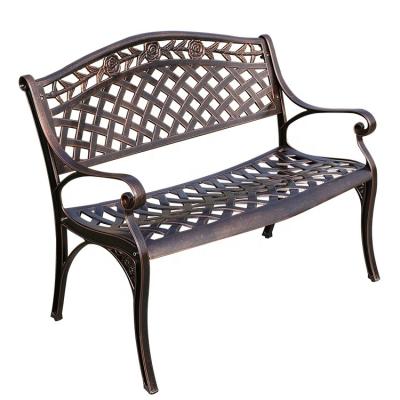 China Factory Direct Selling Modern Stain Completely Cast Aluminum Park Chair Outdoor Garden Leisure Bench Terrace Rest Seat 1 Meter Long Bench for sale