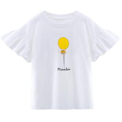 China Anti-pilling Balloon Cotton And Spandex Kid Girls Children Cute Soft White T-shirt for sale