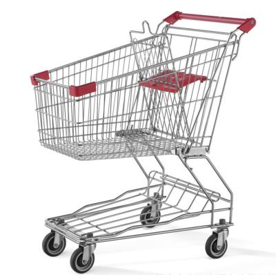 China Foshan Supermarket Shopping Trolley Hand Trolley Easy-carrying Metal Surface With Customized Logo for sale