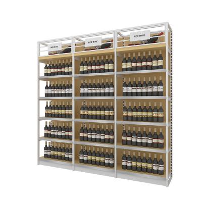 China Double Sided Liquor Display Rack Wood Liquor Display Cabinet Wine Cabinet Display Stands For Duty Free Shop Fittings for sale