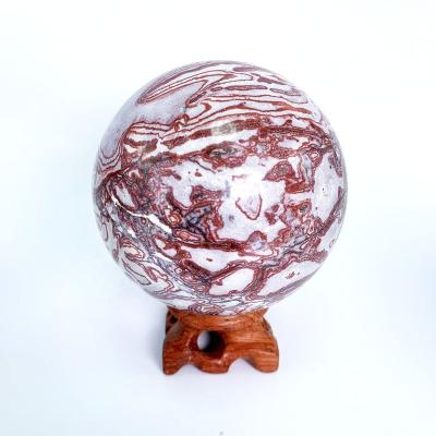 China China Wholesale Natural Healing Stones High Quality Red Line Agate Sphere Home Ornament for sale