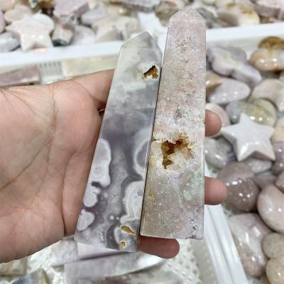 China China Wholesale Natural Healing Crystal Crafts Pink Amethyst Tower Point Agate Geode Tower For Decoration for sale