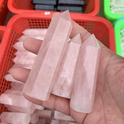 China Wholesale High Quality Natural Pink Rose Quartz Healing Crystal Obelisk from Europe Heads Stone for Gifts for sale