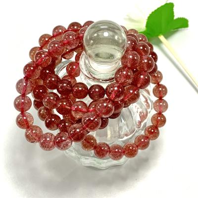 China Eco-friendly 9.5mm Piedras High Grade Natural Strawberry Quartz Bracelet For Lady Gift for sale