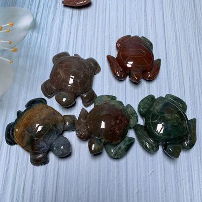 China High Quality Ocean Jasper Carving Animal Flower Agate from Europe Carving Turtle for Souvenirs for sale