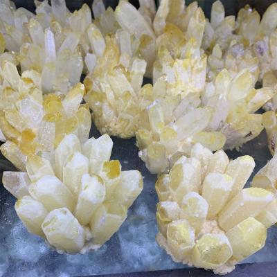 China China Healing Crystals Spiritual Crafts Yellow Phantom Ghost Quartz Crystal Cluster For Decoration for sale