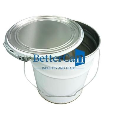 China Cubo blanco de la pintura 5L metal Tin Pail With Lock Ring de 5 galones en venta