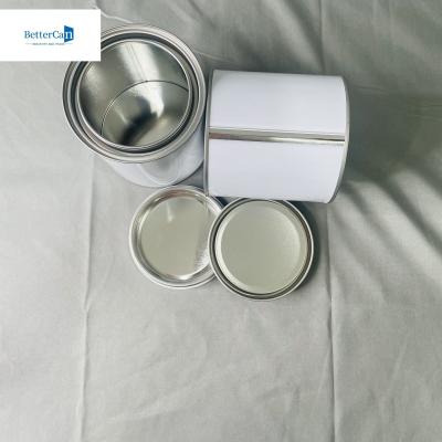 China 0.28mm Thickness White Round Paint Tin Cans With Triple Tight Cover 1 Liter Square Empty Tin Can Te koop