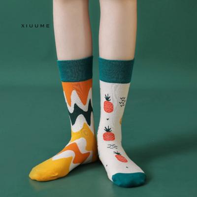 China 2021 QUICK DRY new original custom design jacquard clean brand fashion ab girl boy cotton tube socks for sale