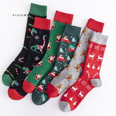 China 2020 New Designs High Quality Antibacterial Combed Cotton Unisex Happy Christmas Warm Socks for sale