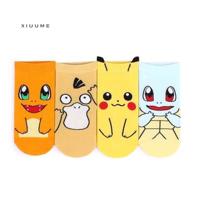 China Hotsale Pi Antibacterial Funky Kachu Cotton Breathable Amazon Women Lovely Soft Patterned Cute Ankle Socks for sale