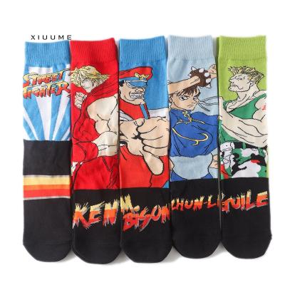 China New Manufacturer Antibacterial Combed Cotton Street Fighter Series Anime Fighting Men's Cartoon Socks for sale