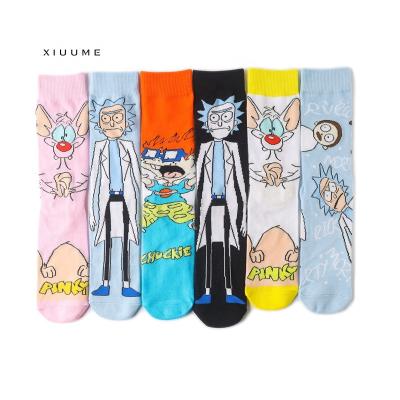 China New Manufacturer Antibacterial Rick Morty Men Combed Cotton Cartoon Cute Christmas Cartoon Tube Socks Comfortable for sale