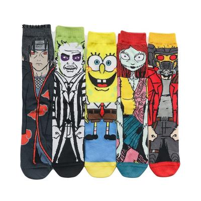 China New Manufacturer Antibacterial Combed Cute Comfortable Men Women Cartoon Comics Bob Cotton Terry Tube Teen Socks for sale