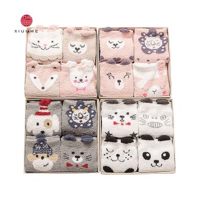 China Custom Girls Christmas Cartoon Gift Box Teenage Cute Hot Antibacterial Hot Novelty Crazy Fuzzy Socks for sale