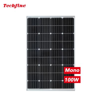 China Durable stock mono solar panels 12v 100w 100 watt paneles solares 36celdas small size monocrystalline flat roof in china for sale