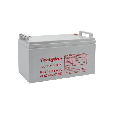 China Machine- Techfine Lead Acid Battery OEM Customize Deep Cycle 12V 100A For Electric Car Golf Cart Solar Power Off Grid for sale