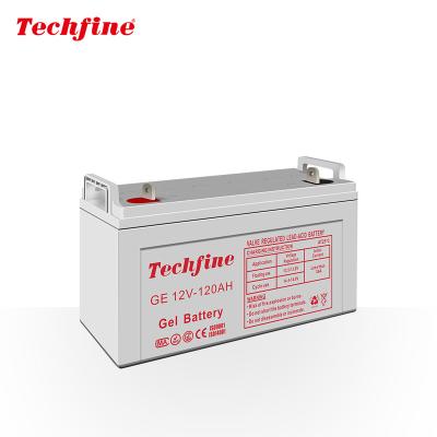 China Safety Techfine hot sale 12v 120ah gel lead acid battery 120ah rechargeable sealed lead acid battery 12v for sale