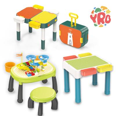 China 4 storage boxes/4 stepping up pads/70 building blocks educational plastic bricks toys storage chair DIY Intellignce building block Table toys set for kids for sale