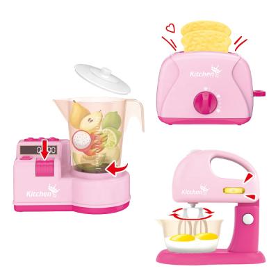 China For Kitchen Fun Wholesale Kids Play Room Kitchen Appliances Set Mixer Juice Maker Bread Maker Electric Toy Set for sale