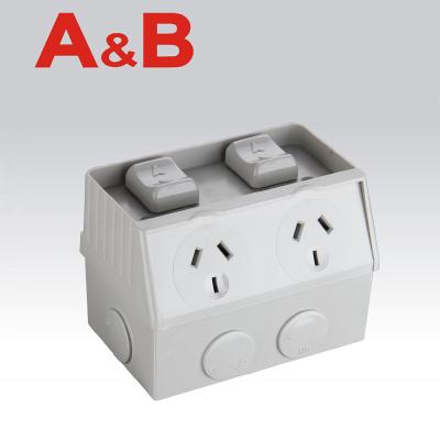 China Australian Waterproof Single Socket PowerPoint Double Standard Outdoor Wall Switch PowerPoint ABWPS10H China Factory for sale