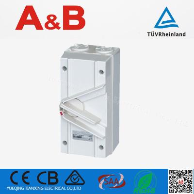 China Hot sale ip66 waterproof 35A isolator switch for 3 phase, ABIS135 250V waterproof isolator ABIS1P 63A for sale