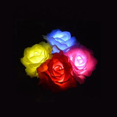 China High Quality Outdoor Light Rose Flower Light Outdoor Led RGB String Lights Artificial Flower Garden Light for sale