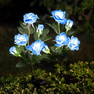 China Decorative Garden LED Flower Lights with 6 Rose Flowers Solar Powered Garden Lights for sale