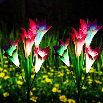 China Garden 7 Color Changing Lily Flower Lights Outdoor Waterproof Solar Powered Garden Lights for sale