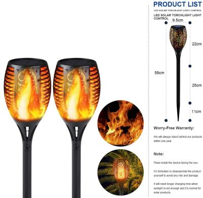 China Waterproof Solar Garden IP65 LED Flame Torch Flickering Lights for sale