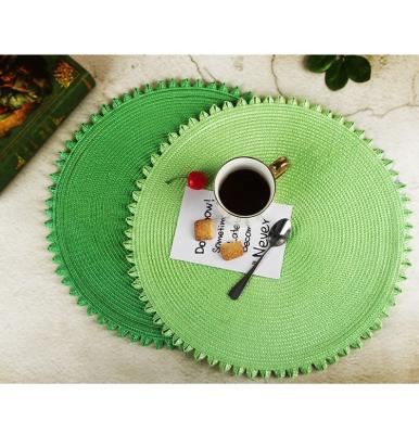 China Round Vinyl 6 Heat Resistant Woven Area Rug Plaid Place Mat Sustainable Set for sale