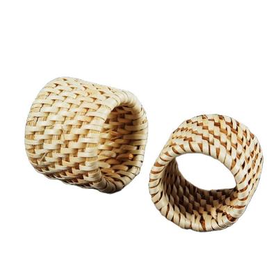 China Viable Wholesale Handmade Rattan Woven Napkin Ring For Wedding Kitchen Living Christmas Decoration for sale